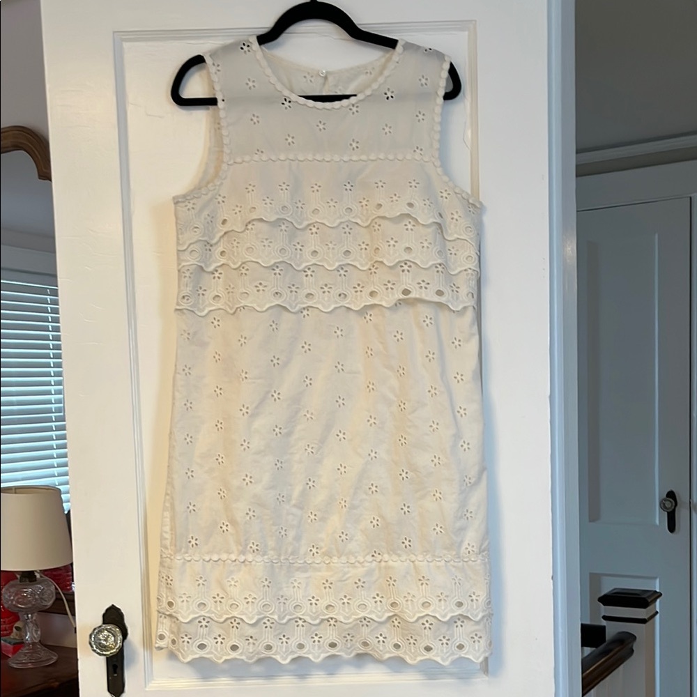 White J. Crew Eyelet Shift Dress